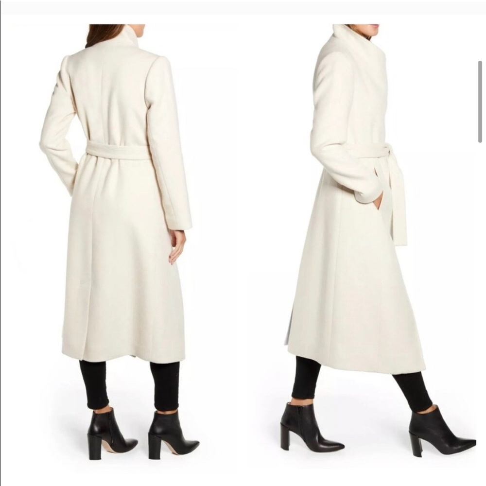 Kenneth Cole Fencer Melton Belted Wool Maxi Coat